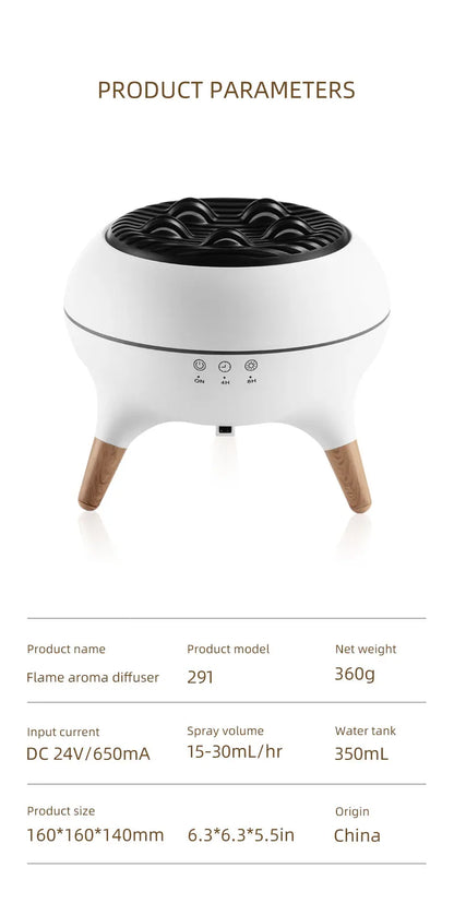 350ML Flame-Effect Jellyfish Aroma Diffuser – Dynamic Essential Oil Air Humidifier with Gradient LED Night Light for Desktop Use