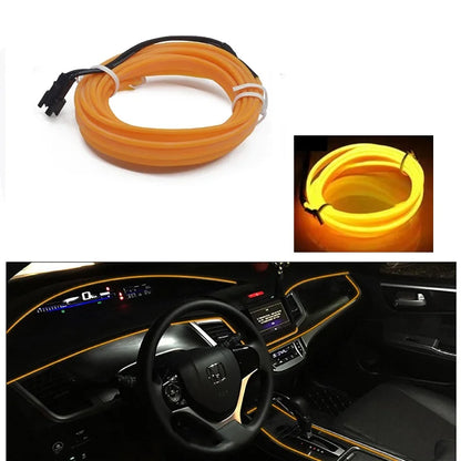 1/2/3/5M Flexible EL Neon Wire LED Strip for Car Interior Decoration, USB Powered DIY Ambient Party Lighting