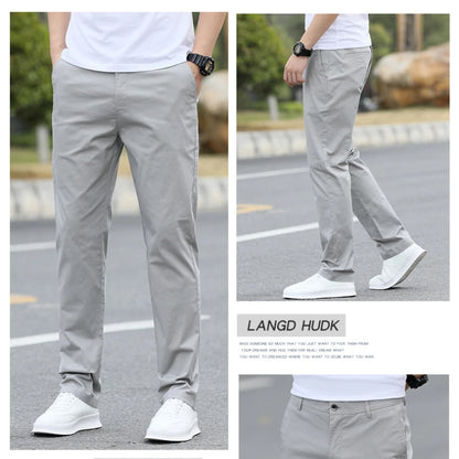 Men's Premium Cotton Chino Pants – Breathable Straight-Leg Casual Trousers (Waist Sizes 28 to 40)
