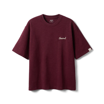 SIMWOOD 2025 Summer Oversized Heavyweight 300gsm Slub Cotton T-Shirt for Men with Letter Embroidery