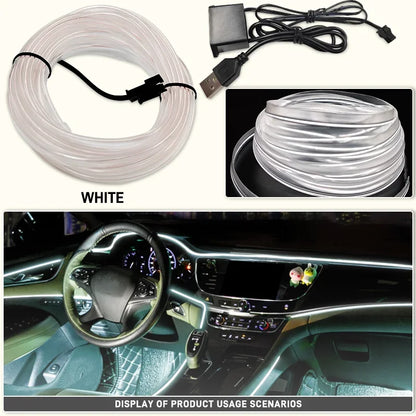 1M/3M/5M Flexible EL Neon Strip Light for Car Interior Decoration USB-Powered Ambient and Party LED Lighting for DIY Auto Styling &nbsp;