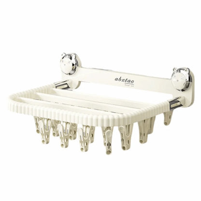 Rotating Suction Cup Folding Drying Rack with 27 Windproof Clips – Wall-Mounted Clothes Hanger for Socks, Towels, Balcony Use