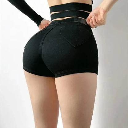 Trendy Slim Fit Women's Shorts – Solid Color, Retro-Inspired Summer Streetwear in 3 Colors