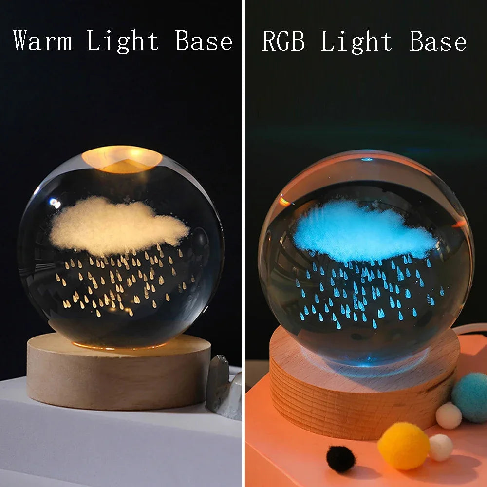 3D Laser Engraved Solar System Crystal Ball Night Light – Planet Globe Lamp for Home Décor, Astronomy Gift, Birthday Present