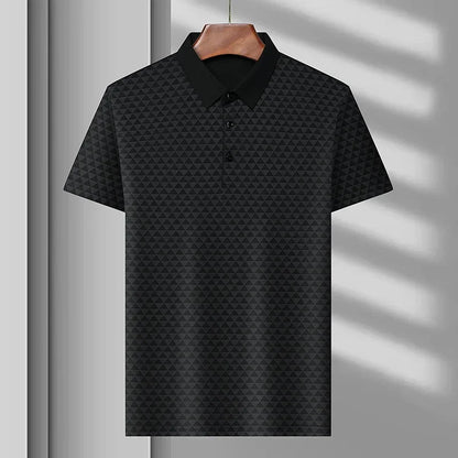 Men’s Breathable Ice Silk Polo Shirt – Seamless Short Sleeve Business Casual Summer Top