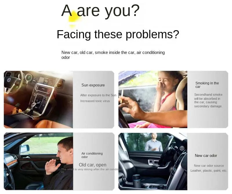 Solar-Powered USB Car Air Purifier – Compact Auto Air Freshener &amp; Odor Eliminator with Solar Charging