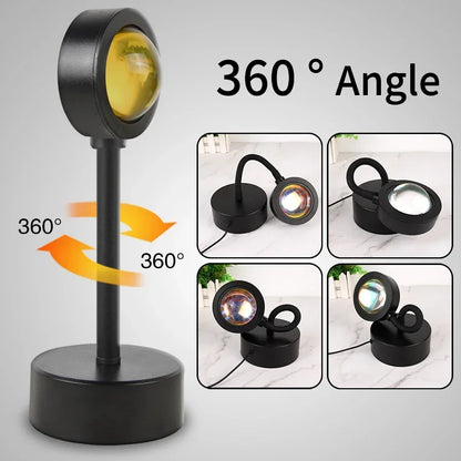 USB Sunset Projection Lamp – Ambient Mood Light for Bedroom, Living Room, Bar, and Photography Backdrops &nbsp;