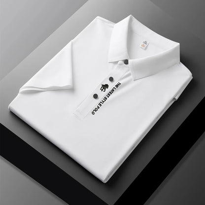 Men's Premium Printed Polo Shirt – Short Sleeve, Seamless Ice Silk, Breathable Golf & Business Casual Summer Tee