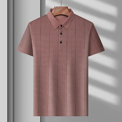 Men’s Breathable Ice Silk Polo Shirt – Seamless Short Sleeve Business Casual Summer Top