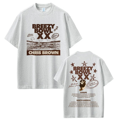 Chris Brown Breezy Bowl XX 2025 Tour Vintage Cotton T-Shirt for Men & Women – Casual Summer Hip Hop Oversized Tee