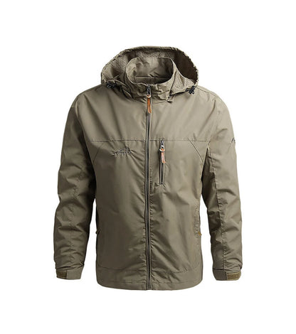 Men's Waterproof Hooded Windbreaker – Casual Outdoor Jacket for Hiking, Camping, and Fishing