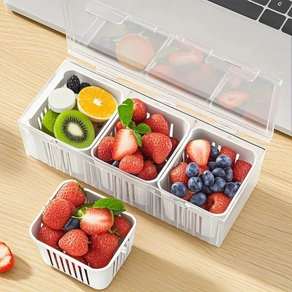 1 Set Transparent Square Food Storage Containers with Compartments – Ideal for Refrigerator Organization of Salad, Fruits, Vegetables &amp; Condiments