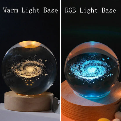 3D Laser Engraved Solar System Crystal Ball Night Light – Planet Globe Lamp for Home Décor, Astronomy Gift, Birthday Present