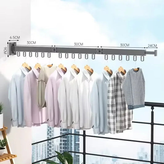 Wall-Mounted Retractable Clothes Drying Rack – Foldable Aluminum Hanger for Balcony, Laundry Room & Indoor Use