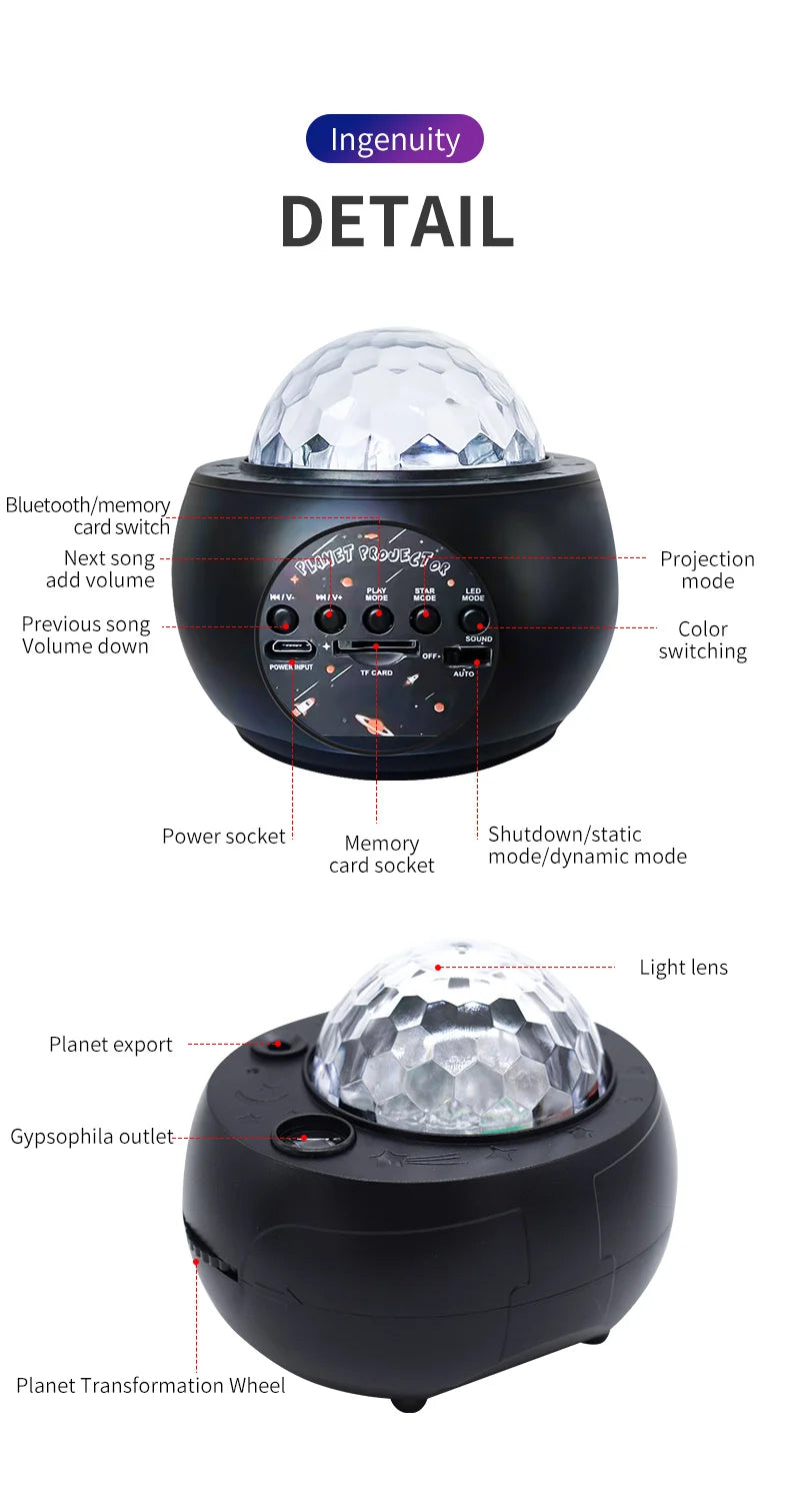 Star, Galaxy, Planet, projector, night light, 15-color Nebula, starry sky light, remote control music, atmosphere light