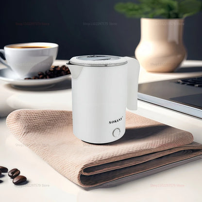 Compact 500ML Stainless Steel Electric Travel Kettle – Portable Water Boiler for Tea, Coffee, Home, Hotel &amp; Camping Use