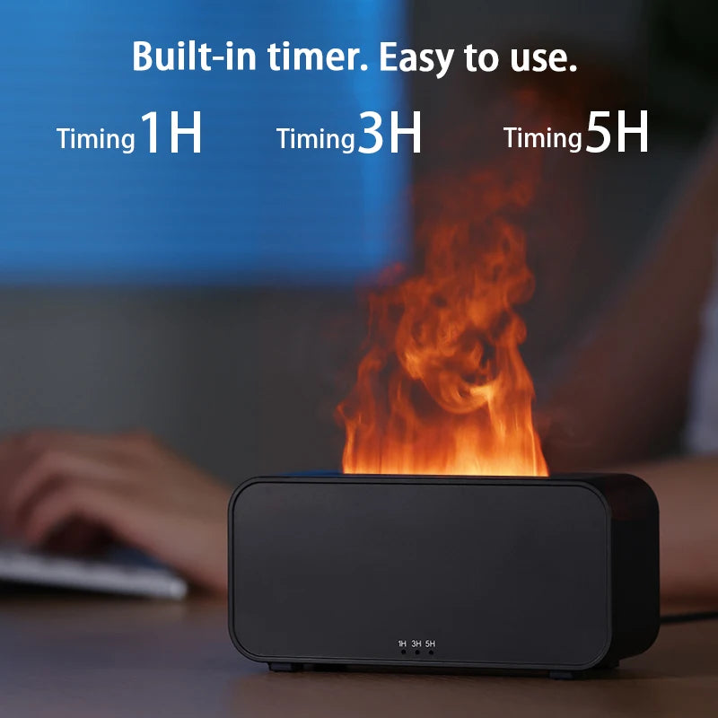 USB Flame Effect Humidifier with Aromatherapy – 7-Color LED Night Light, Low Noise, Essential Oil Diffuser for Multi-Scene Use &nbsp;