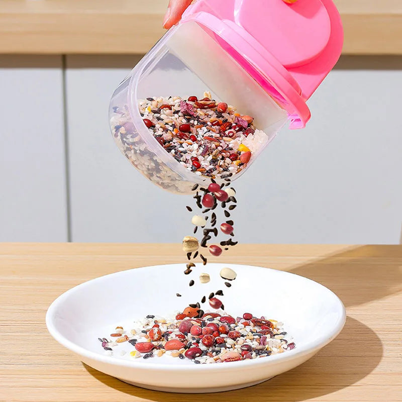 Stackable Dual-Section Food Container – 800ml BPA-Free Airtight Storage Jar for Snacks, Grains &amp; Pantry Organization