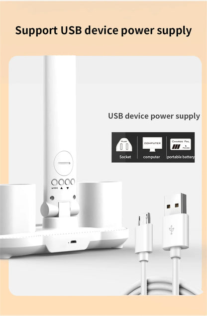 Foldable LED Table Lamp with Touch Dimming, USB Charging, Clock, Temperature Display &amp; Night Light – Ideal for Study &amp; Reading