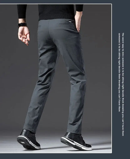 New Fashion Men's Slim Fit Straight Trousers – Comfortable, Breathable, Elastic Casual Long Pants for Everyday Wear