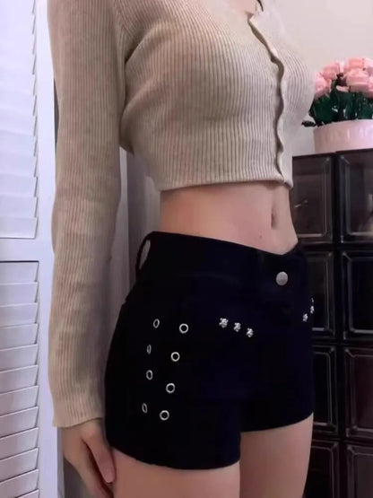 Y2K High-Waisted Denim Shorts – Edgy Gothic Streetwear for Women | Sexy & Trendy Summer Look