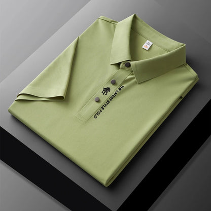Men's Premium Printed Polo Shirt – Short Sleeve, Seamless Ice Silk, Breathable Golf & Business Casual Summer Tee
