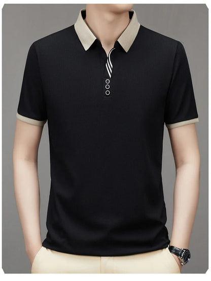 Men’s Classic Solid Short Sleeve Polo Shirt – Breathable Summer Top for Work and Casual Wear