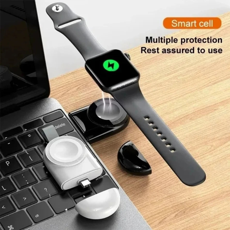 Portable Magnetic Wireless Charging Dock for Apple Watch Series 1 to 10, SE, and Ultra – Travel-Friendly Charging Stand