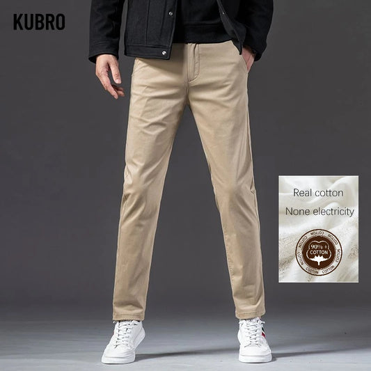 New Fashion Men's Slim Fit Straight Trousers – Comfortable, Breathable, Elastic Casual Long Pants for Everyday Wear