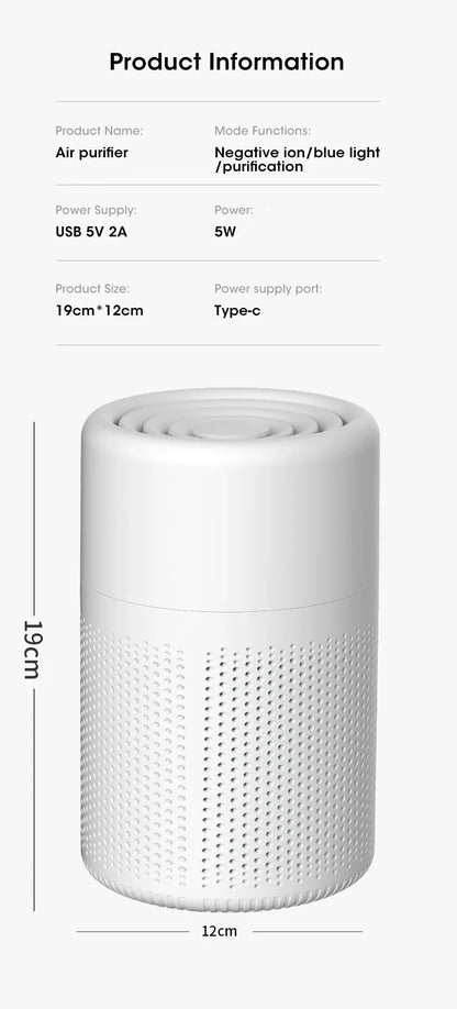 Compact Desktop Air Purifier – Portable HEPA Filter Air Cleaner for Home, Removes Odors and Freshens Air &nbsp;