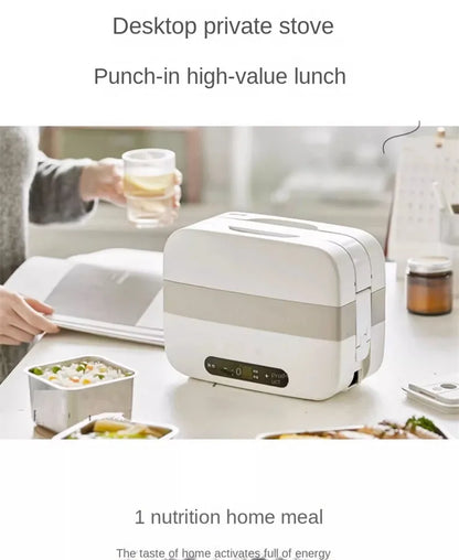 Portable Electric Lunch Box with Self-Heating, 220V Rice Cooker and Multi-Function Food Steamer
