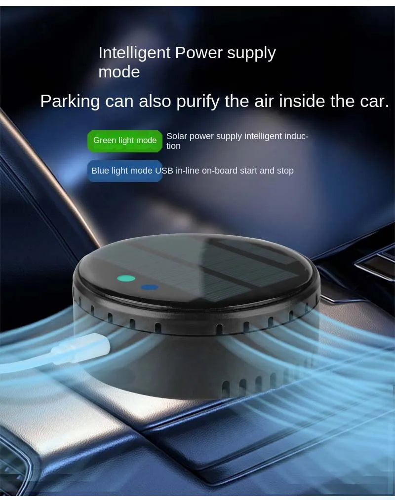 Solar-Powered USB Car Air Purifier – Compact Auto Air Freshener &amp; Odor Eliminator with Solar Charging