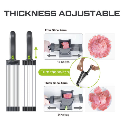 All-in-One Manual Stainless Steel Meat Slicer – Mini Cutter for Dicing, Slicing & Stripping Fresh Meat at Home