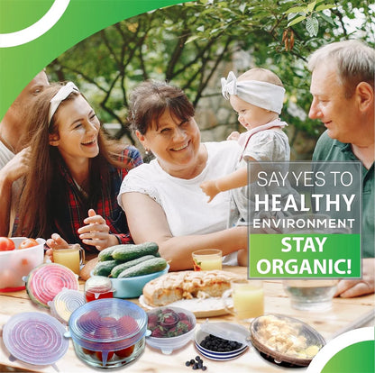 6-Piece Reusable Silicone Food Covers – Airtight, Stretchable Round Lids for Bowls and Dishes, Food-Grade Kitchen Storage Solution