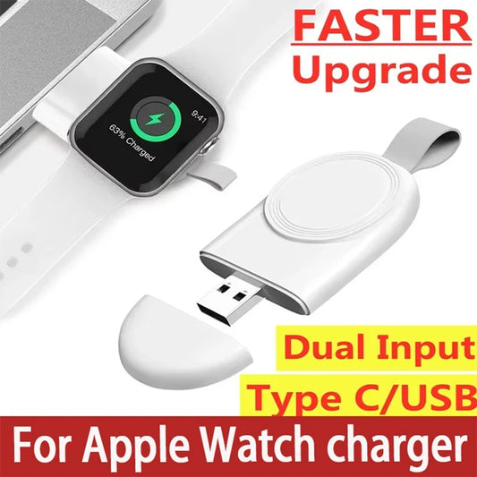 Portable Magnetic Wireless Charging Dock for Apple Watch Series Ultra/10/9/8/7/6/5/4/3/2/SE – Travel-Friendly Charger Stand