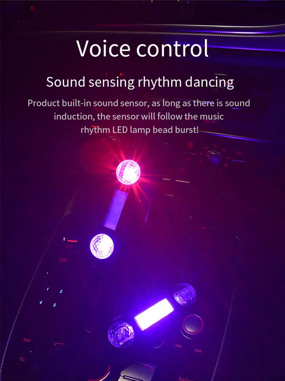 BLALION Wireless RGB LED Car Ambient Light – USB Rechargeable Star Projector with Voice Control for Interior &amp; Party Decoration