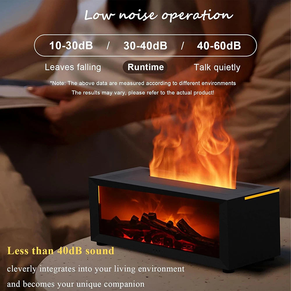 3D Flame Essential Oil Diffuser with Colorful Fireplace Aromatherapy Humidifier and Remote Control