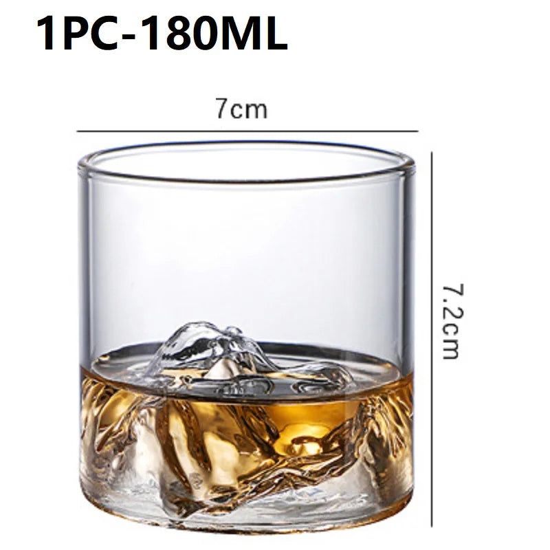 Creative Iceberg-Shaped Whiskey Glass – 3D Mountain Design Whisky Rocks Glasses for Home, Kitchen, Wine, and Liquor Shots