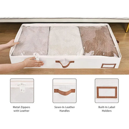 4-Pack Foldable Underbed Storage Boxes for Clothes – Durable Clothes Organizer with Sturdy Frame and Thick Fabric