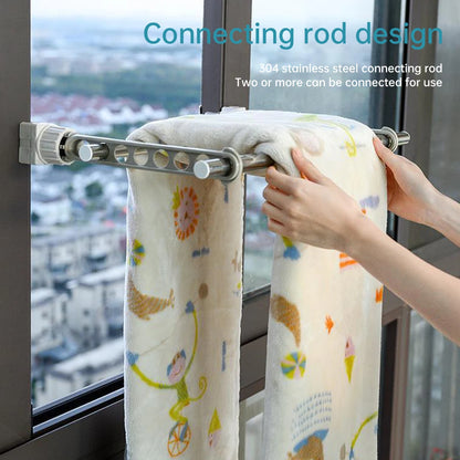 Wall-Mounted Clothes Drying Rack for Balcony & Bathroom – 8-Hole Space-Saving Indoor Laundry Hanger