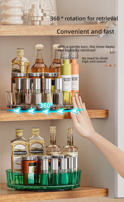 360° Rotatable Non-Slip Storage Rack for Kitchen and Bathroom — Spice, Cosmetic, and Cabinet Organizer Tray