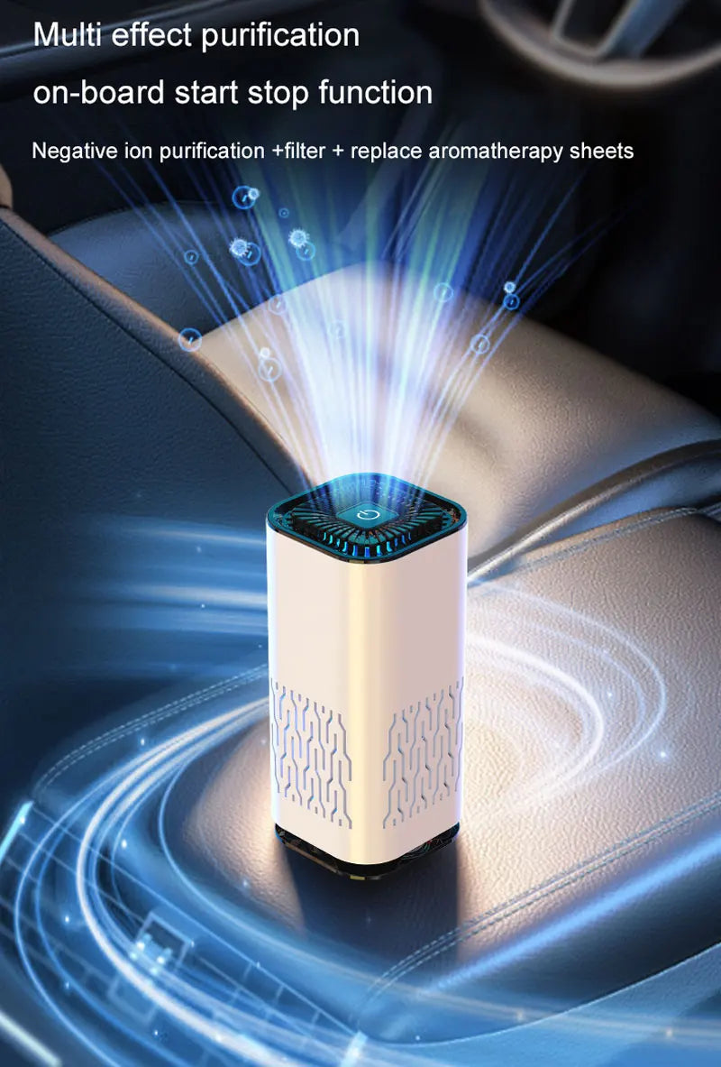 Compact HEPA Air Purifier with Negative Ions – Eliminates Smoke, Odors &amp; Formaldehyde – Ideal for Cars &amp; Bedrooms, with Aromatherapy Function