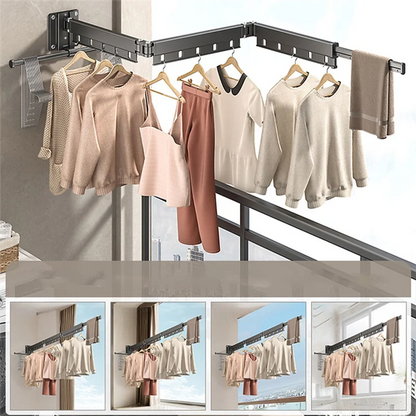 A45Z Foldable Wall-Mounted Laundry Rack – Telescopic Space-Saving Clothes Drying Solution