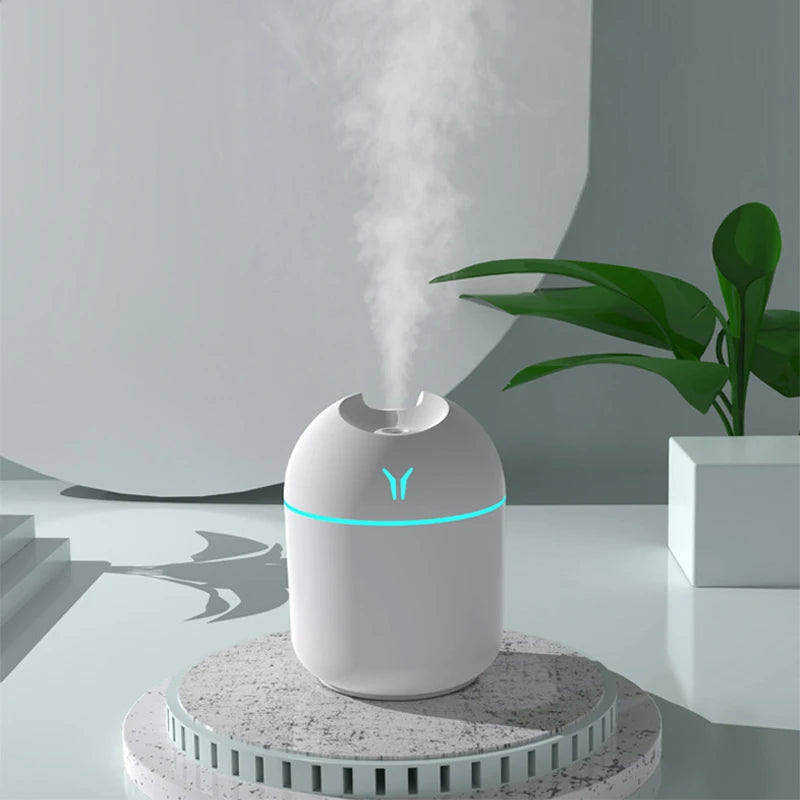 250ML USB Ultrasonic Air Humidifier &amp; Essential Oil Diffuser – Quiet Mist Maker with LED Mood Light for Home &amp; Car Use
