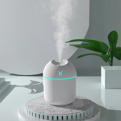 250ML USB Ultrasonic Air Humidifier &amp; Essential Oil Diffuser – Quiet Mist Maker with LED Mood Light for Home &amp; Car Use