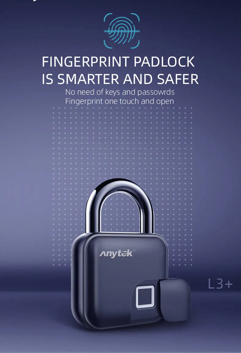 Smart Bluetooth Fingerprint Padlock with Remote Unlock via Tuya App and Extended Battery Life