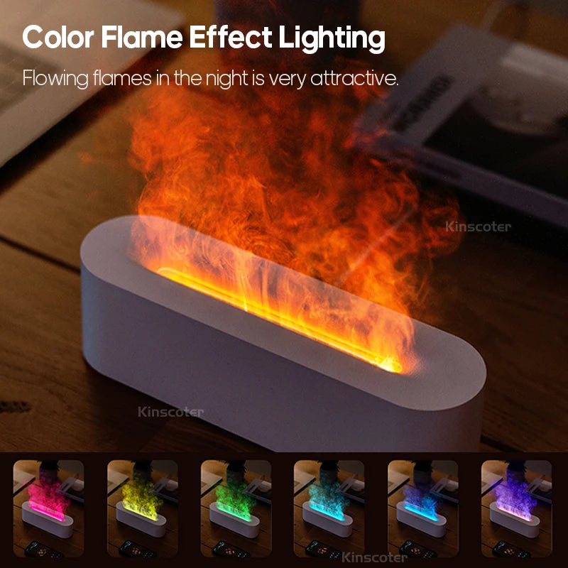 Colorful Flame Effect Aroma Diffuser with Ultrasonic Cool Mist Humidifier and Essential Oil Timer