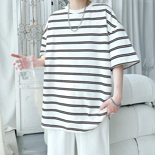 Men’s Striped Cotton T-Shirt – Casual Summer Fashion Tee, Oversized Fit, Available Up to 5XL, Funny and Stylish Design &nbsp;