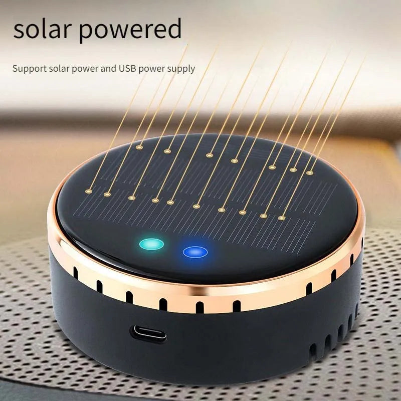 Solar-Powered USB Car Air Purifier – Compact Auto Air Freshener &amp; Odor Eliminator with Solar Charging