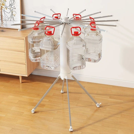 Compact Double-Layer Folding Drying Rack for Floor-to-Ceiling Balcony Use